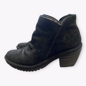 Fly London Wezo Booties Black Oil Suede EU Sz 37/US 6-6.5